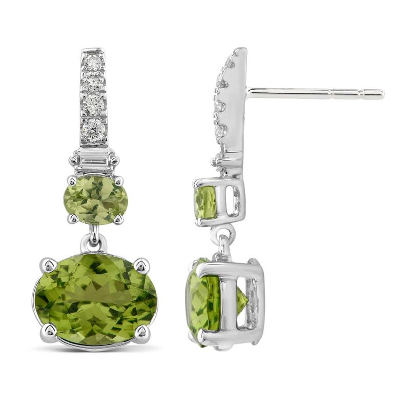 Peridot and Diamond Earrings in 10K White Gold &#40;1/10 ct. tw.&#41; – Image 2 of 2