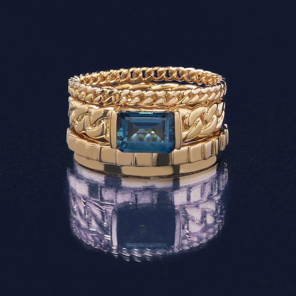 London Blue Topaz Curb Link Ring in Vermeil – Image 6 of 6
