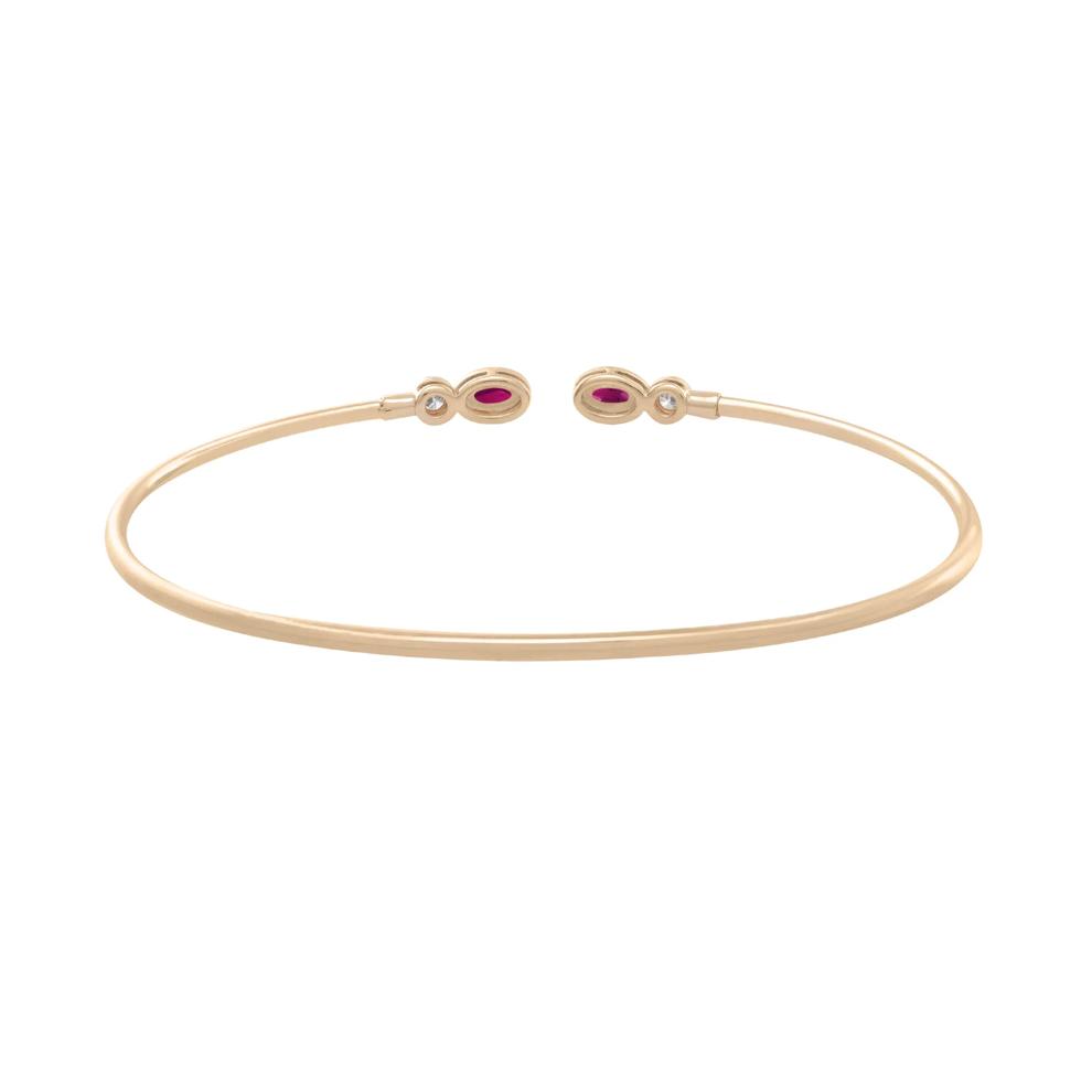 Ruby &amp; Diamond Open Cuff Bangle Bracelet in 10K Yellow Gold (1/8 ct. tw.) – Image 2 of 2