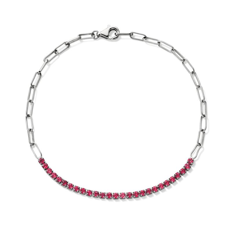 Lab-Created Ruby Paperclip Bracelet in Sterling Silver – Image 2 of 2