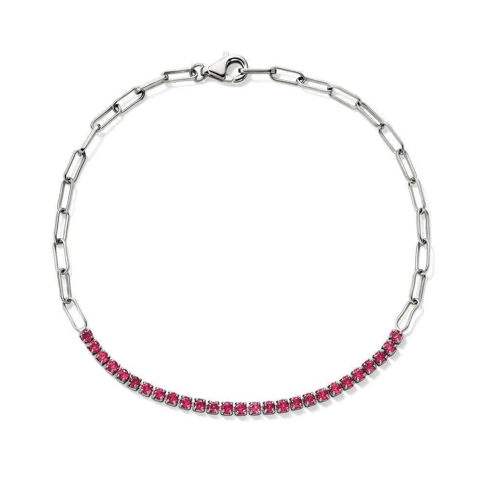 Lab-Created Ruby Paperclip Bracelet in Sterling Silver – Image 2 of 3