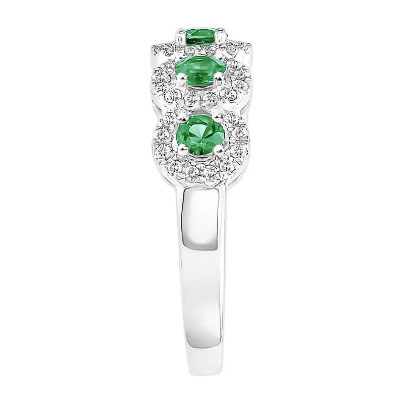 Emerald &amp; 1/3 ct. tw. Diamond Ring in 14K White Gold – Image 3 of 3