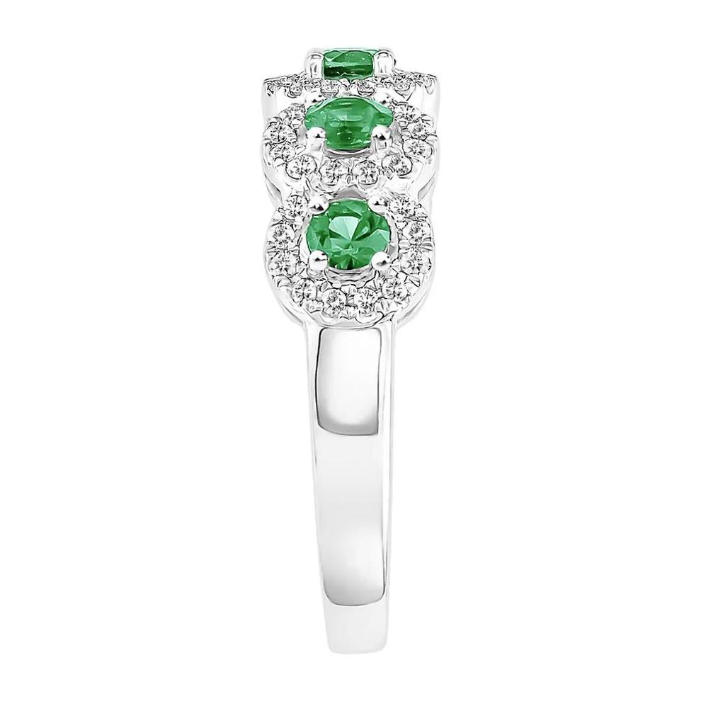 Emerald &amp; 1/3 ct. tw. Diamond Ring in 14K White Gold – Image 3 of 3