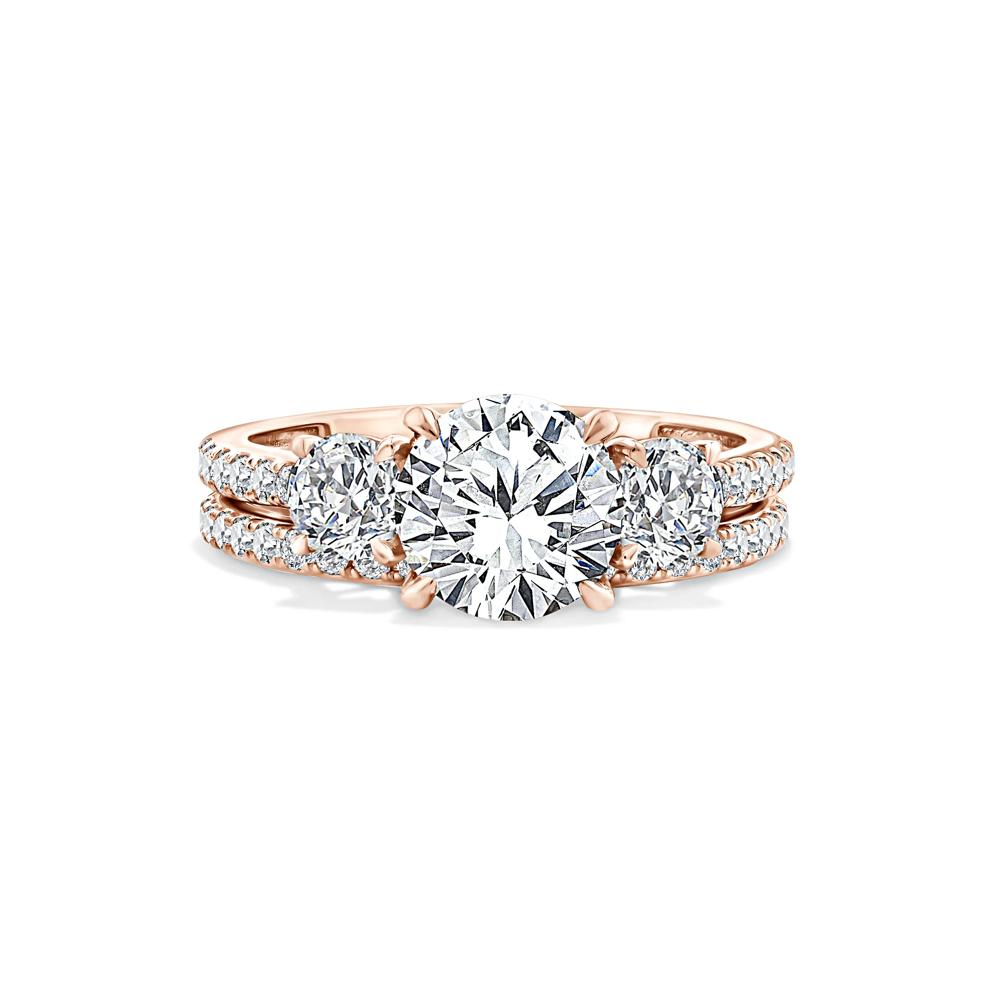 Lab Grown Diamond Three-Stone Engagement Set in 10K Rose Gold (2 1/2 ct. tw.) – Image 1 of 6