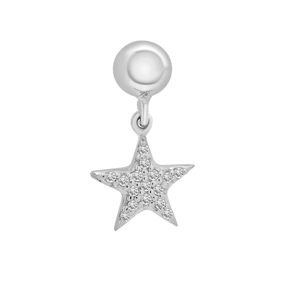 Diamond Accent Star Bead Charm in Sterling Silver – Image 1 of 3