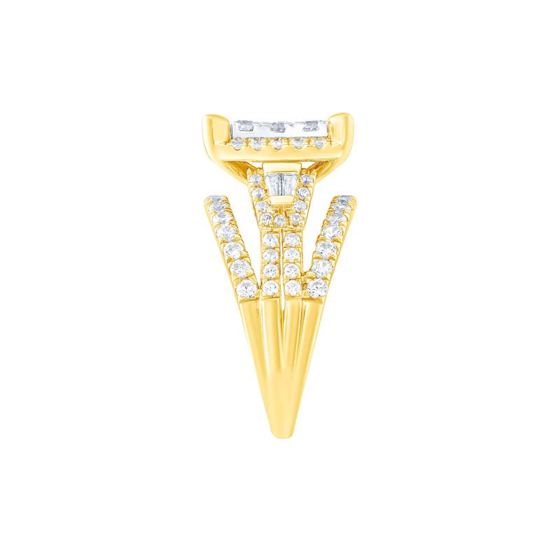 Diamond Composite Multi-Row Engagement Ring in 10K Yellow Gold &#40;2 ct. tw.&#41; – Image 3 of 3