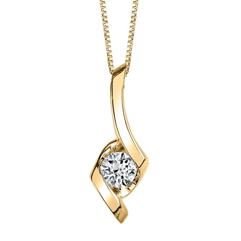 Solitaire Diamond Pendant in 14K Yellow Gold &#40;1/4 ct. tw.&#41;  – Image 1 of 3