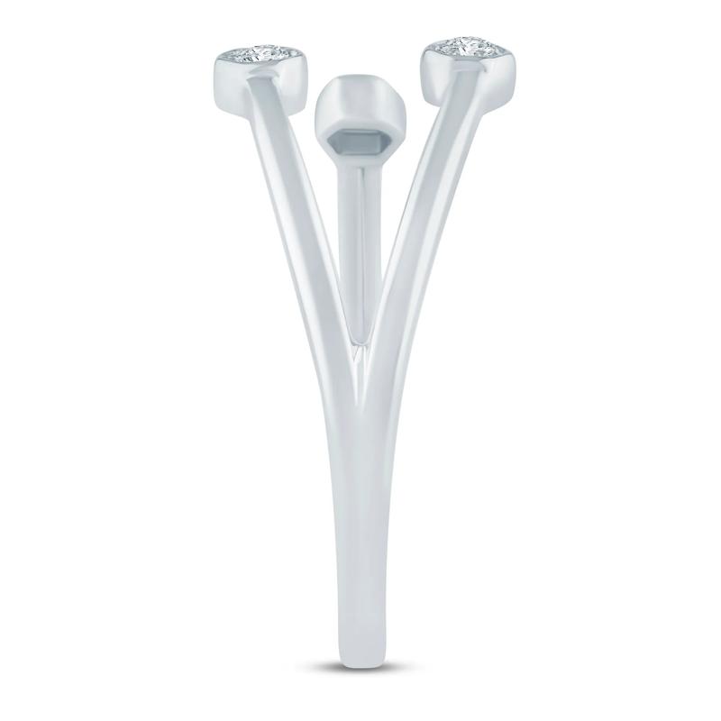 Diamond Accent Open Three-Stone Ring in 10K White Gold – Image 3 of 3