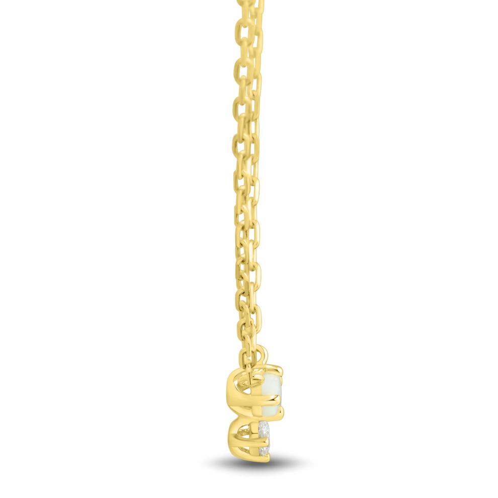 Lab Grown Diamond Accent and Lab-Created Opal Necklace in 10K Yellow Gold – Image 2 of 3