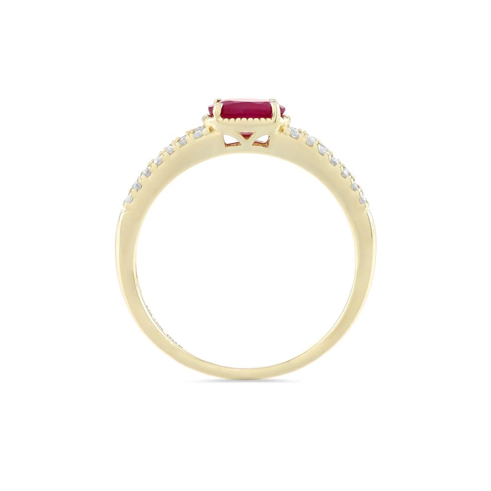 Ruby &amp; Diamond Split-Band Ring in 10K Yellow Gold (1/8 ct. tw.) – Image 2 of 4