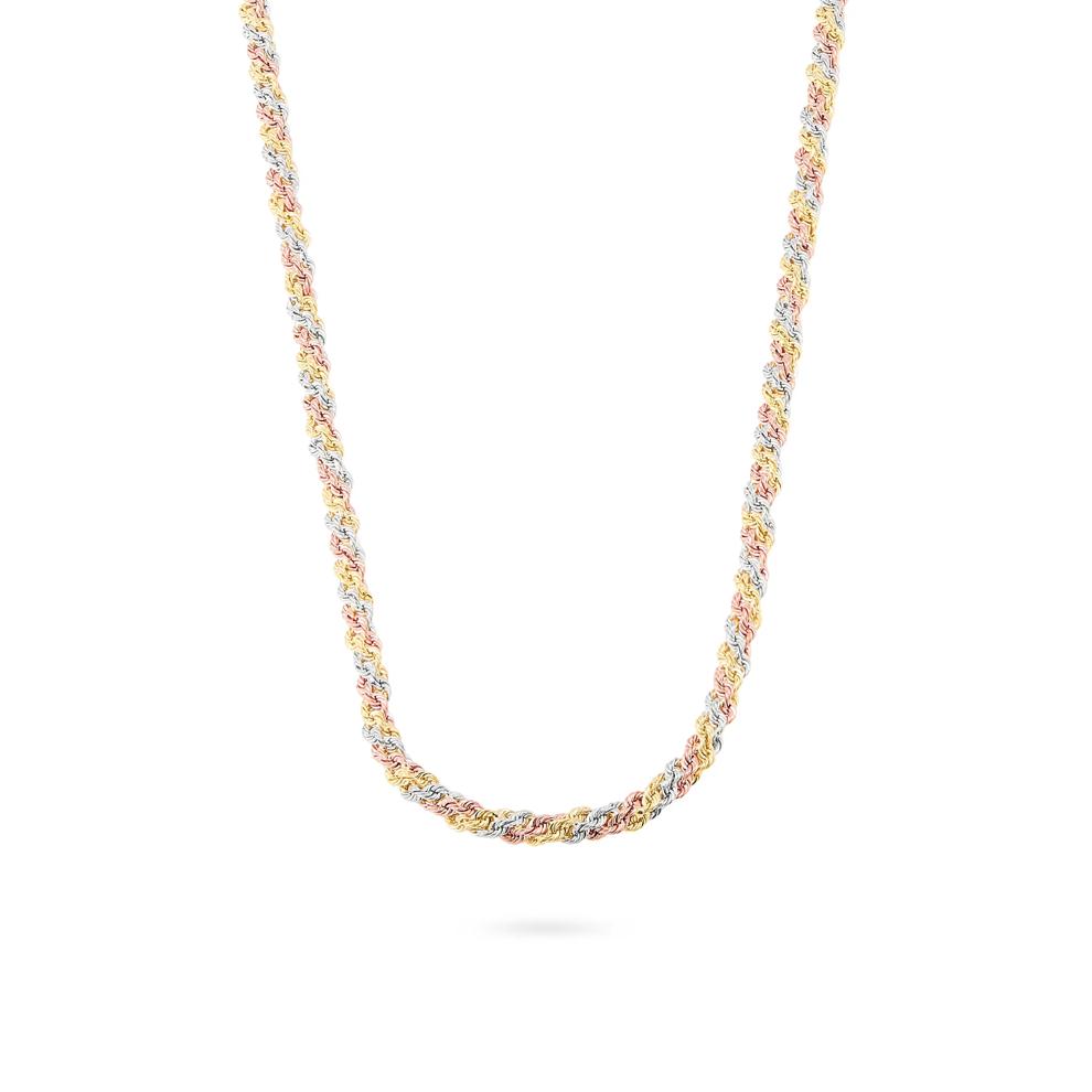 Hollow Rope Chain in Tri-Tone 10K Gold, 18" – Image 1 of 4