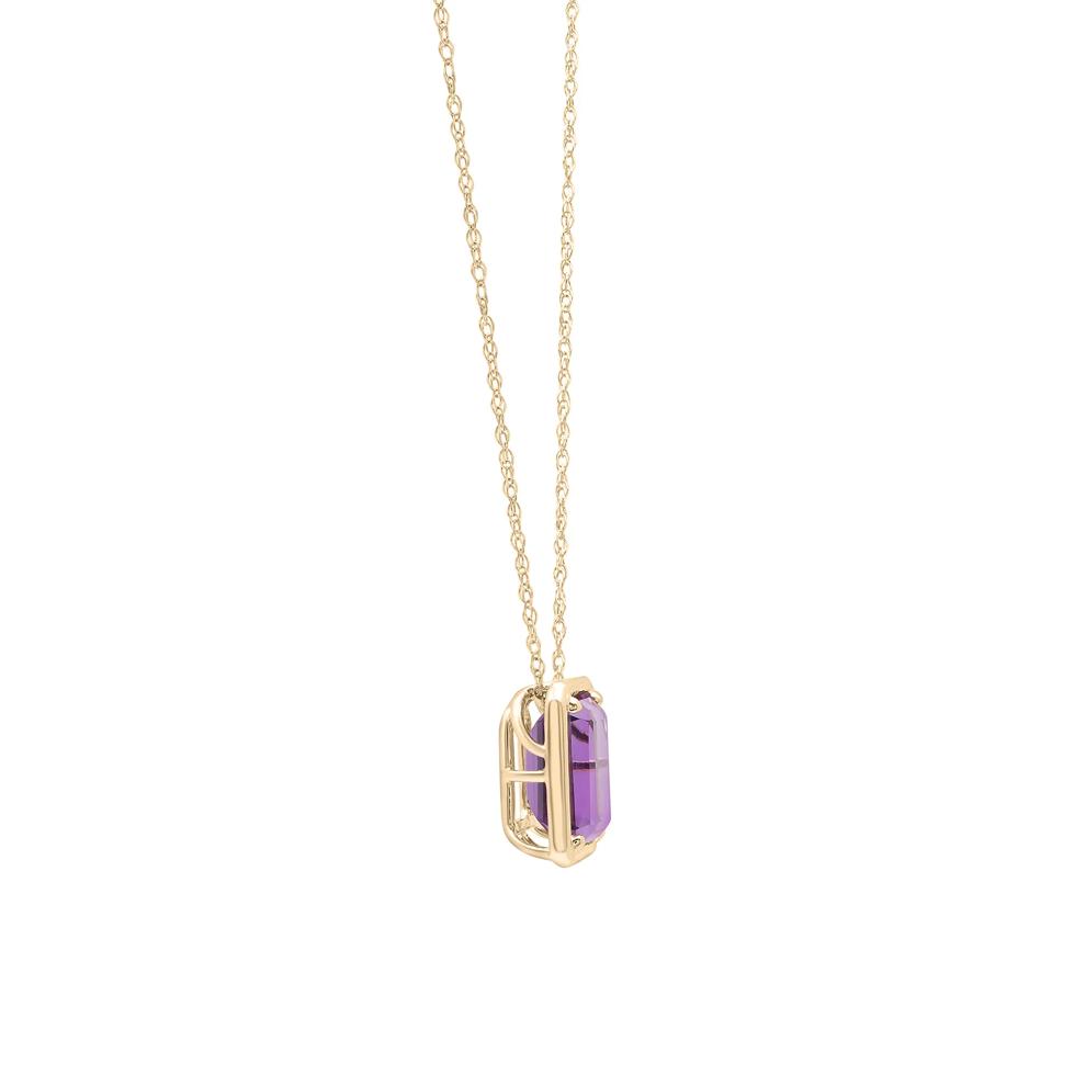 Amethyst Octagon Faux-Bezel Pendant in 10K Yellow Gold – Image 3 of 4