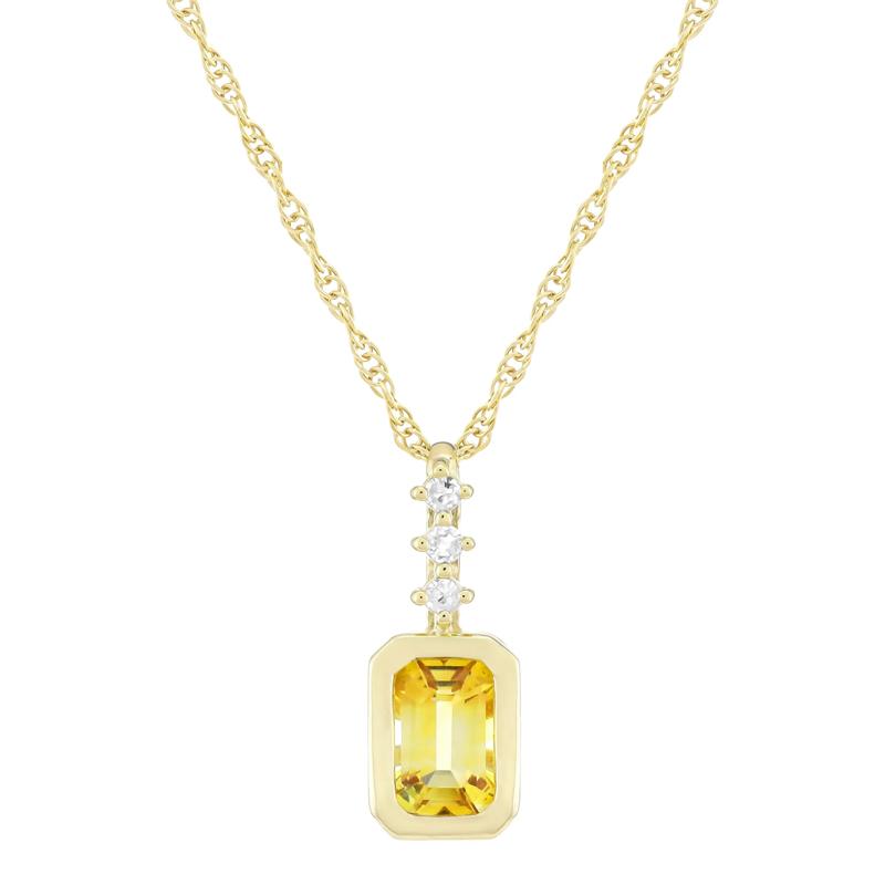 Citrine and Diamond Accent Pendant in 10K Yellow Gold – Image 1 of 3