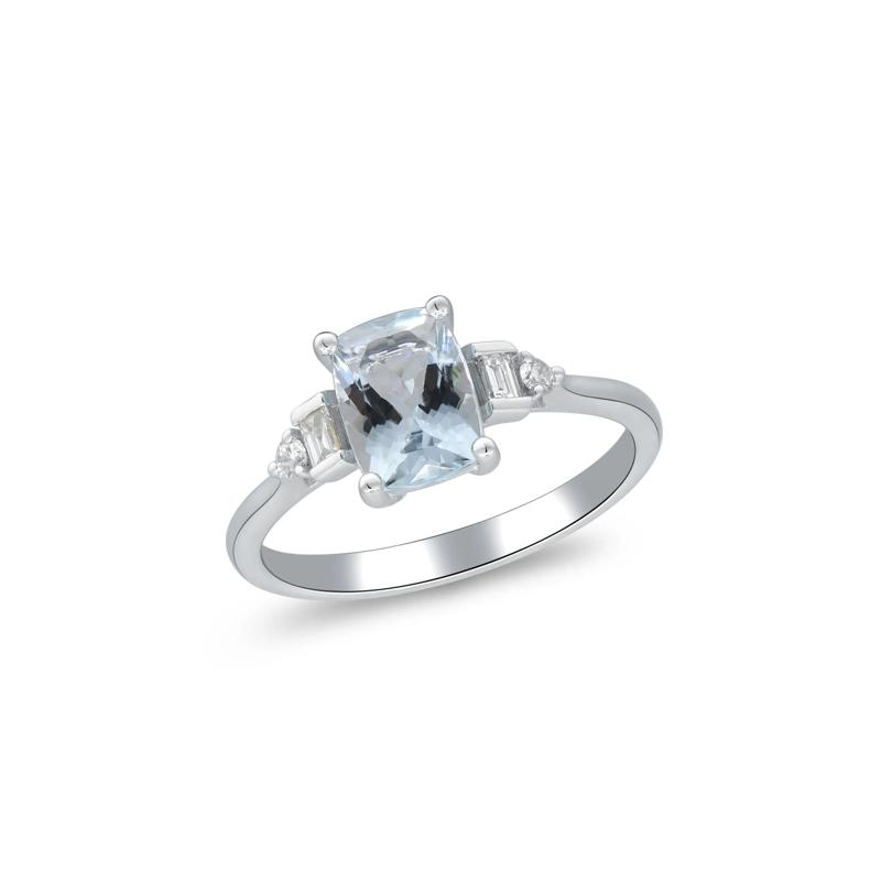 Aquamarine and Diamond Ring in 10K White Gold &#40;1/7 ct. tw.&#41; – Image 5 of 5