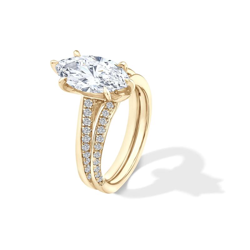 Lab Grown Diamond Marquise Engagement Set in 18K Yellow Gold &#40;3 ct. tw.&#41; – Image 5 of 6