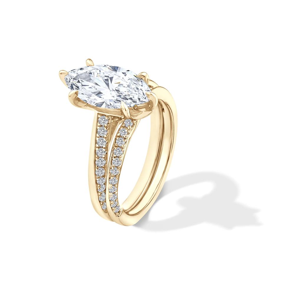 Lab Grown Diamond Marquise Engagement Set in 18K Yellow Gold (3 ct. tw.) – Image 5 of 6