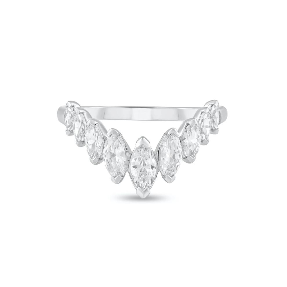 Lab Grown Diamond Marquise Contour Band in 10K White Gold (1 ct. tw.) – Image 1 of 4