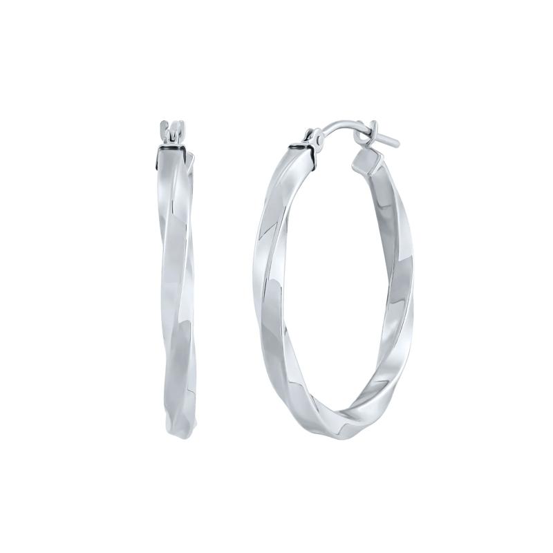 Twist Hoop Earrings in 14K White Gold – Image 2 of 2