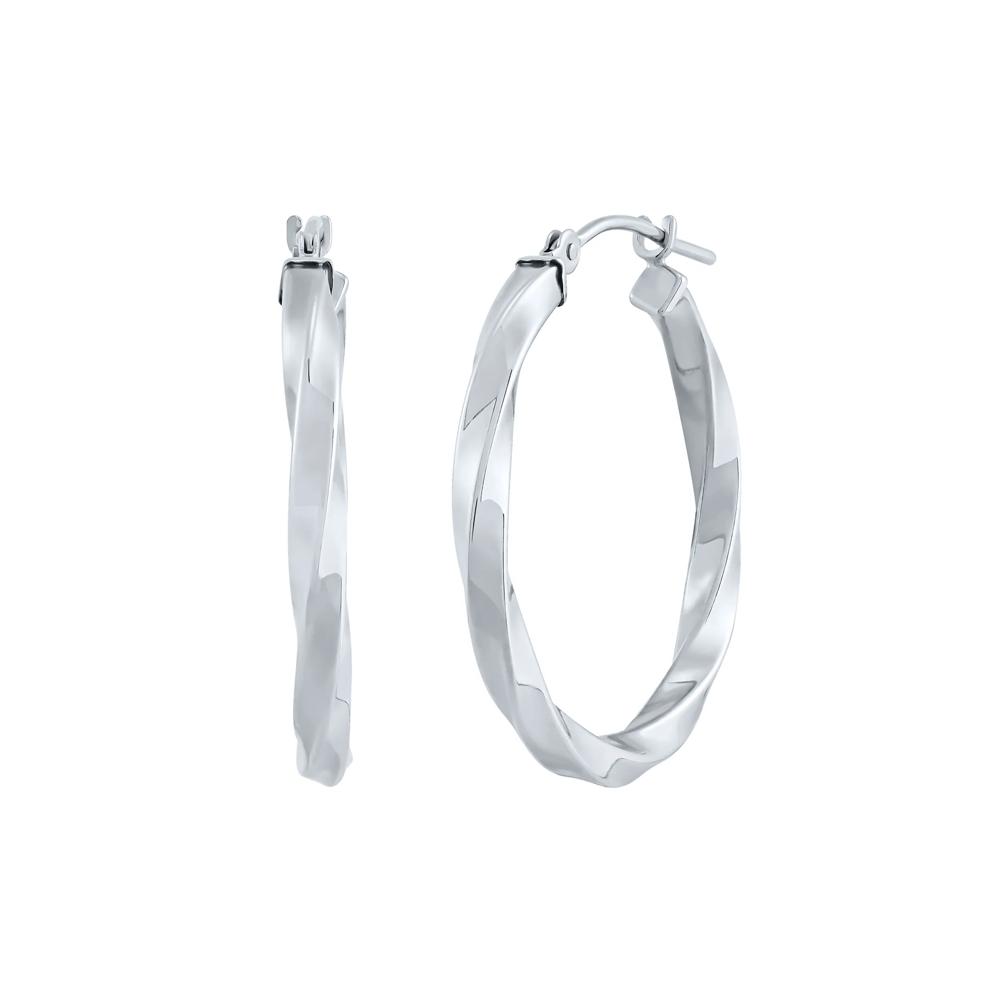 Twist Hoop Earrings in 14K White Gold – Image 2 of 2