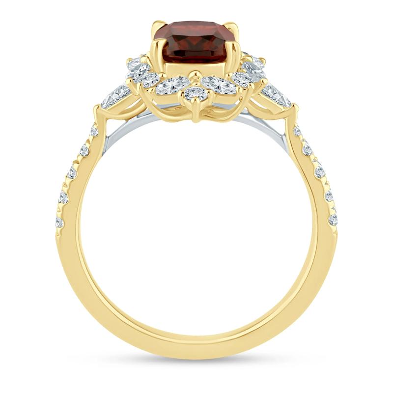 Willa Garnet and Diamond Halo Engagement Ring in 14K Yellow Gold &#40;3/4 ct. tw.&#41; – Image 2 of 3