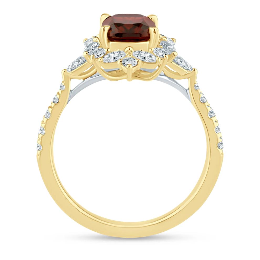 Willa Garnet and Diamond Halo Engagement Ring in 14K Yellow Gold (3/4 ct. tw.) – Image 2 of 3