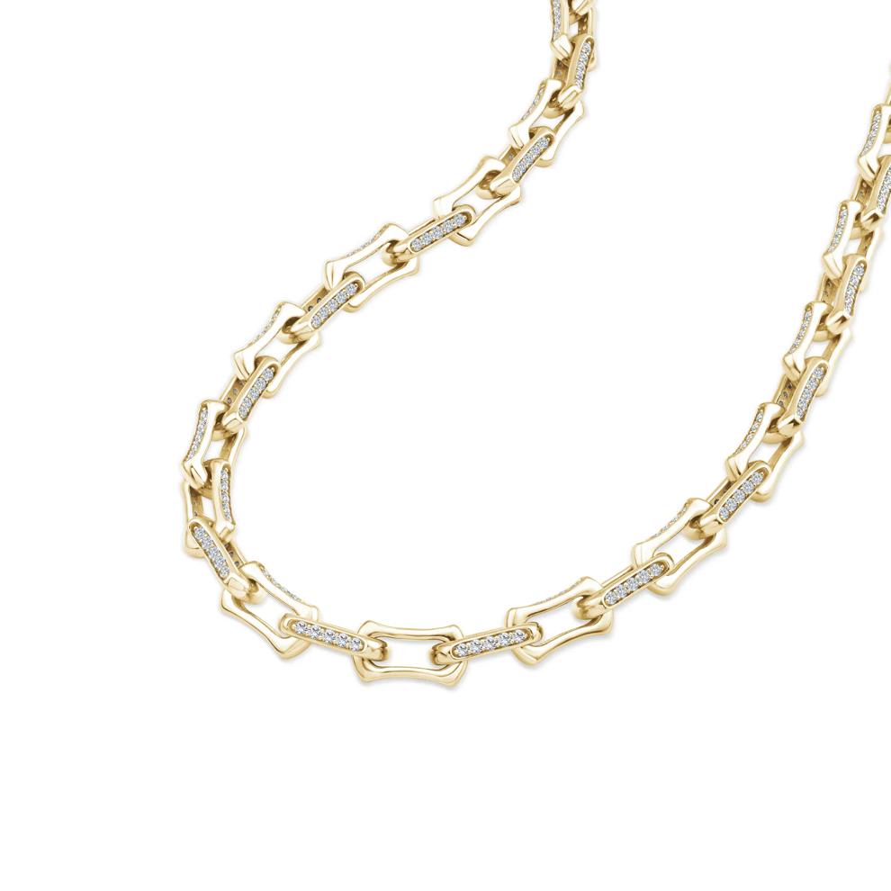 Lab Grown Diamond Bone Link Necklace in 10K Yellow Gold, 20" (6 ct. tw.) – Image 4 of 4
