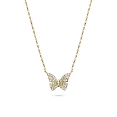Diamond Butterfly Pendant Necklace in 10K Yellow Gold (1/5 ct. tw.)