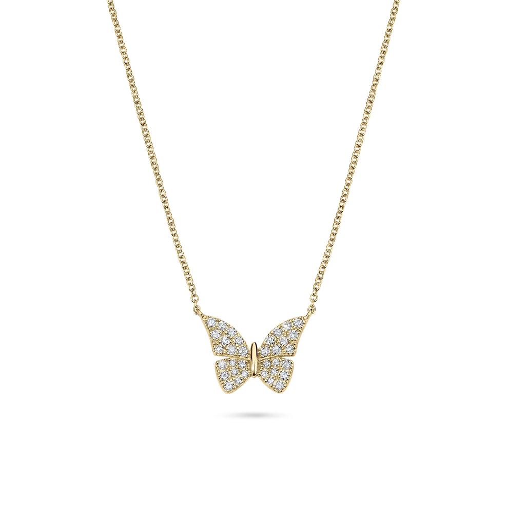 Diamond Butterfly Pendant Necklace in 10K Yellow Gold (1/5 ct. tw.) – Image 1 of 4