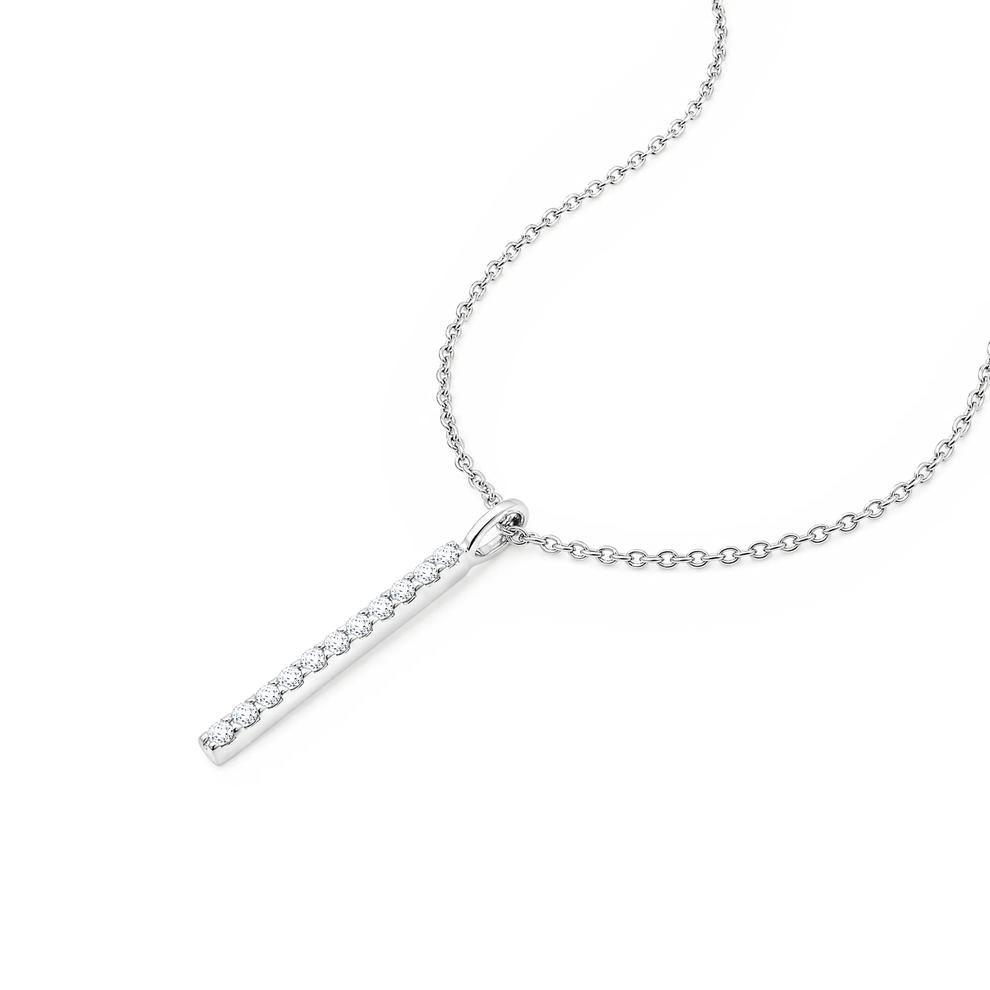 Diamond Accent Vertical Bar Pendant Necklace in Sterling Silver – Image 3 of 4