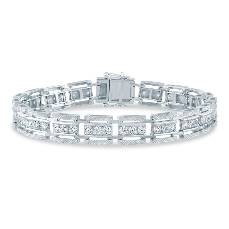 Men's Lab Grown Diamond Link Bracelet in 10K White Gold, 8.5" (5 ct. tw.) – Image 1 of 2
