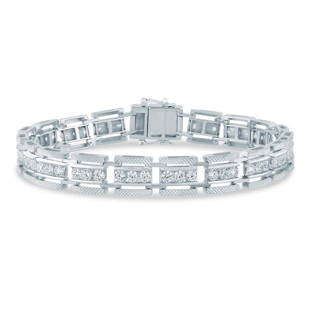 Men's Lab Grown Diamond Link Bracelet in 10K White Gold, 8.5" (5 ct. tw.) – Image 1 of 2