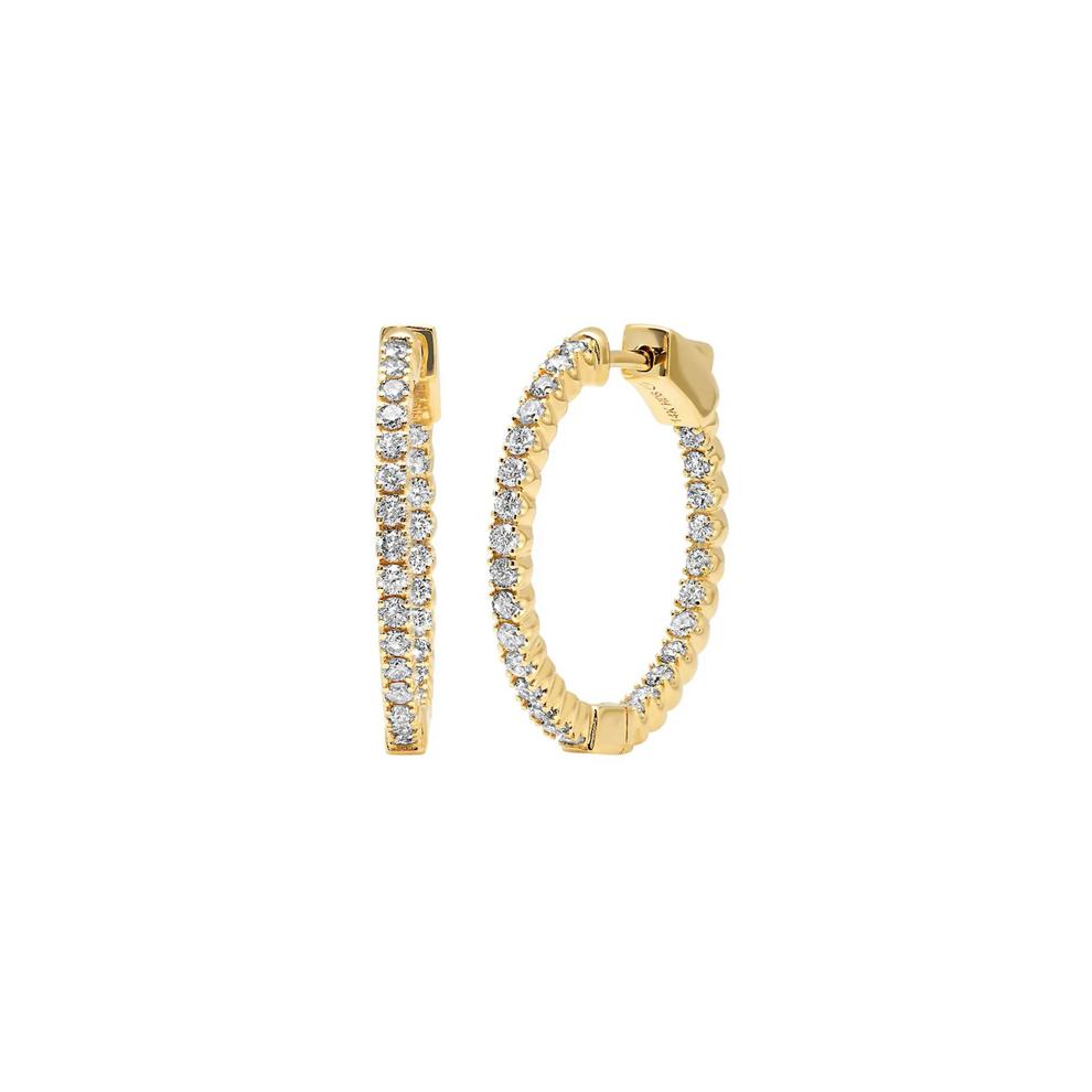 Diamond Hoop Earrings in 14K Yellow Gold (1 ct. tw.) – Image 1 of 3