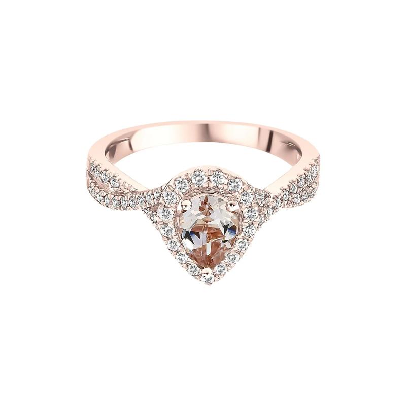 Pear-Shaped Morganite &amp; Diamond Ring in 10K Rose Gold &#40;1/3 ct. tw.&#41; – Image 1 of 3
