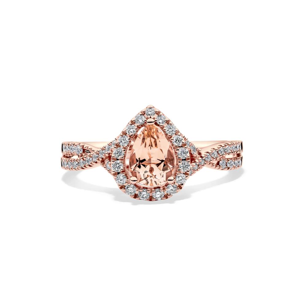Pear-Shaped Morganite &amp; Diamond Ring in 10K Rose Gold (1/3 ct. tw.) – Image 1 of 4