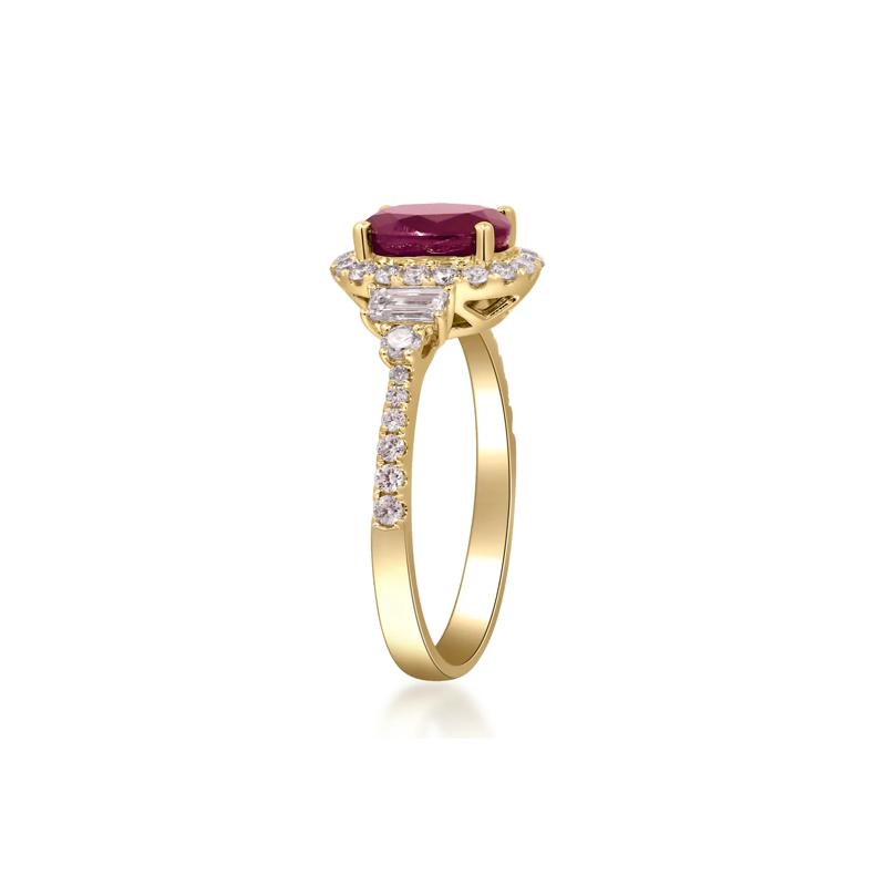 Ruby and Diamond Oval Halo Ring in 14K Yellow Gold &#40;5/8 ct. tw.&#41; – Image 3 of 3