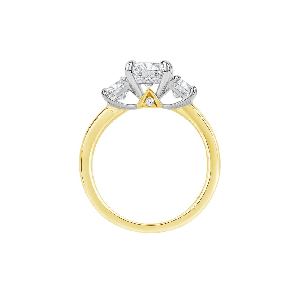 Scottie Lab Grown Diamond Radiant-Cut Three-Stone Engagement Ring in 14K White and Yellow Gold (3 ct. tw.) – Image 2 of 5