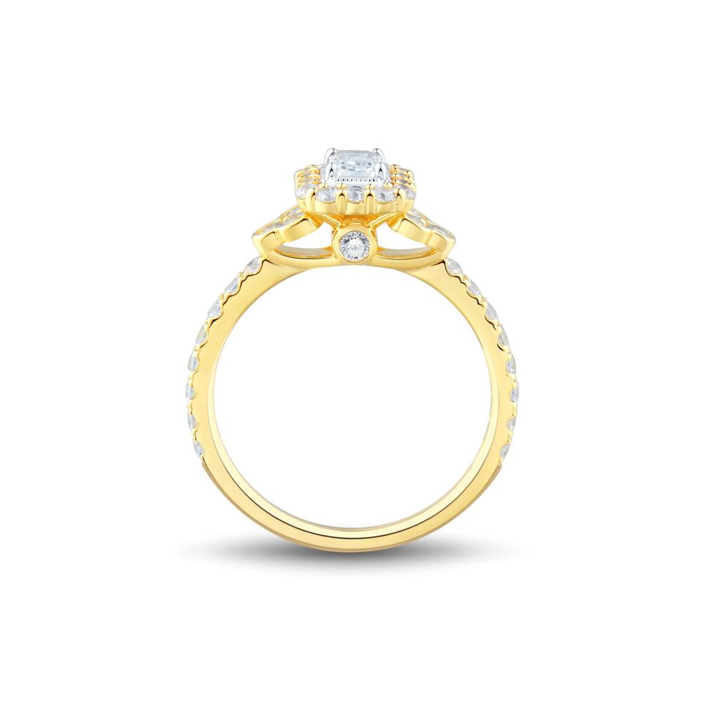 Diamond Emerald-Cut Halo Engagement Ring in 14K Yellow Gold (1 ct. tw.)  – Image 3 of 3