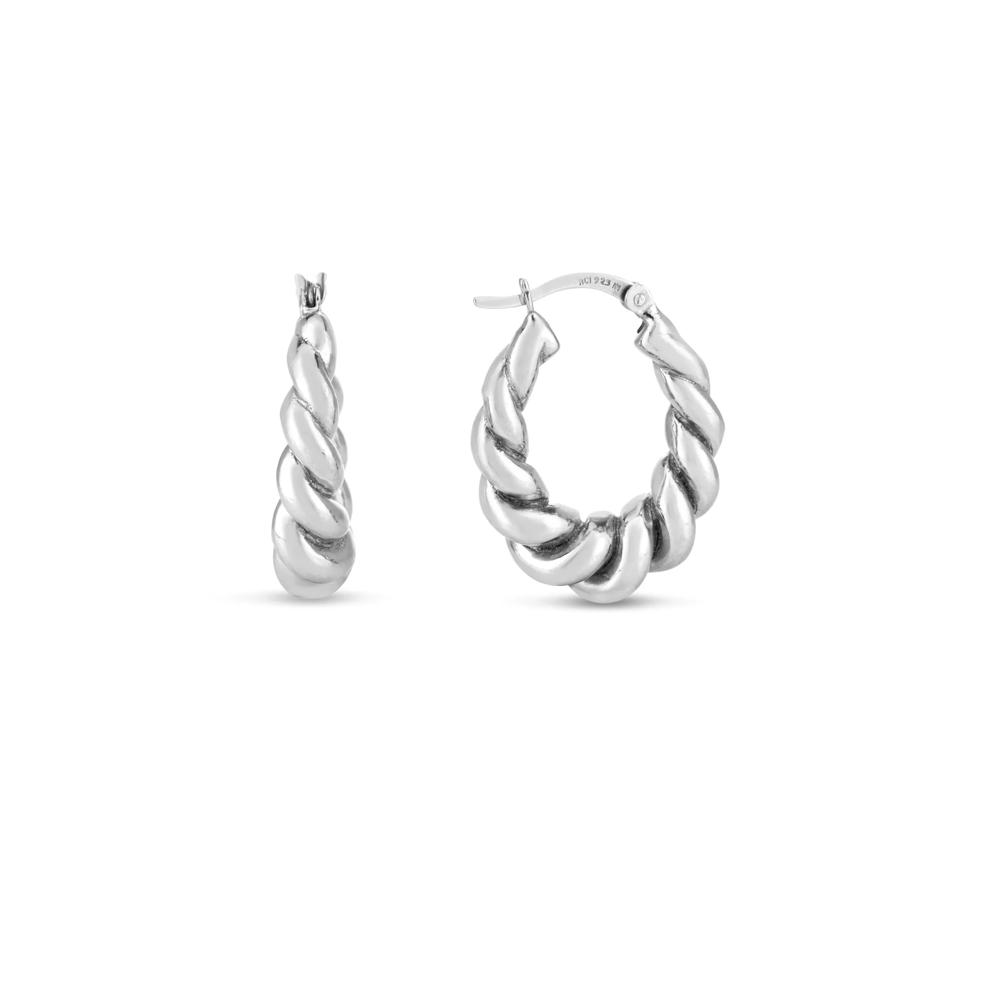 Polished Oval Twisted Hoop Earrings in Sterling Silver – Image 1 of 1