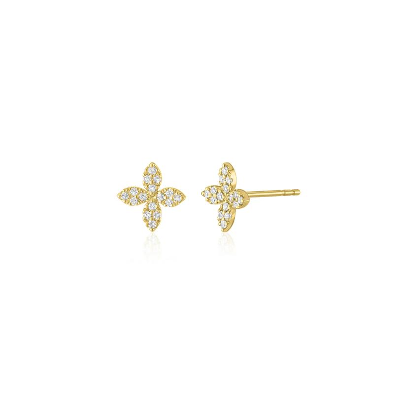 Diamond Clover Stud Earrings in 10K Yellow Gold &#40;1/7 ct. tw.&#41; – Image 1 of 1