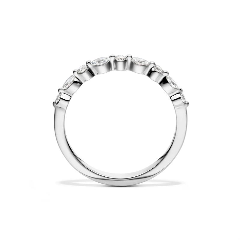 Round and Marquise-Cut Diamond Anniversary Band in 14K White Gold (1/4 ct. tw.) – Image 2 of 4