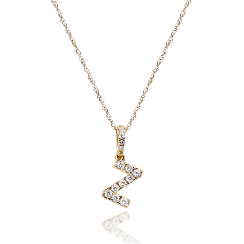 Diamond Z Initial Pendant in 10K Yellow Gold &#40;1/10 ct. tw.&#41;  – Image 1 of 4