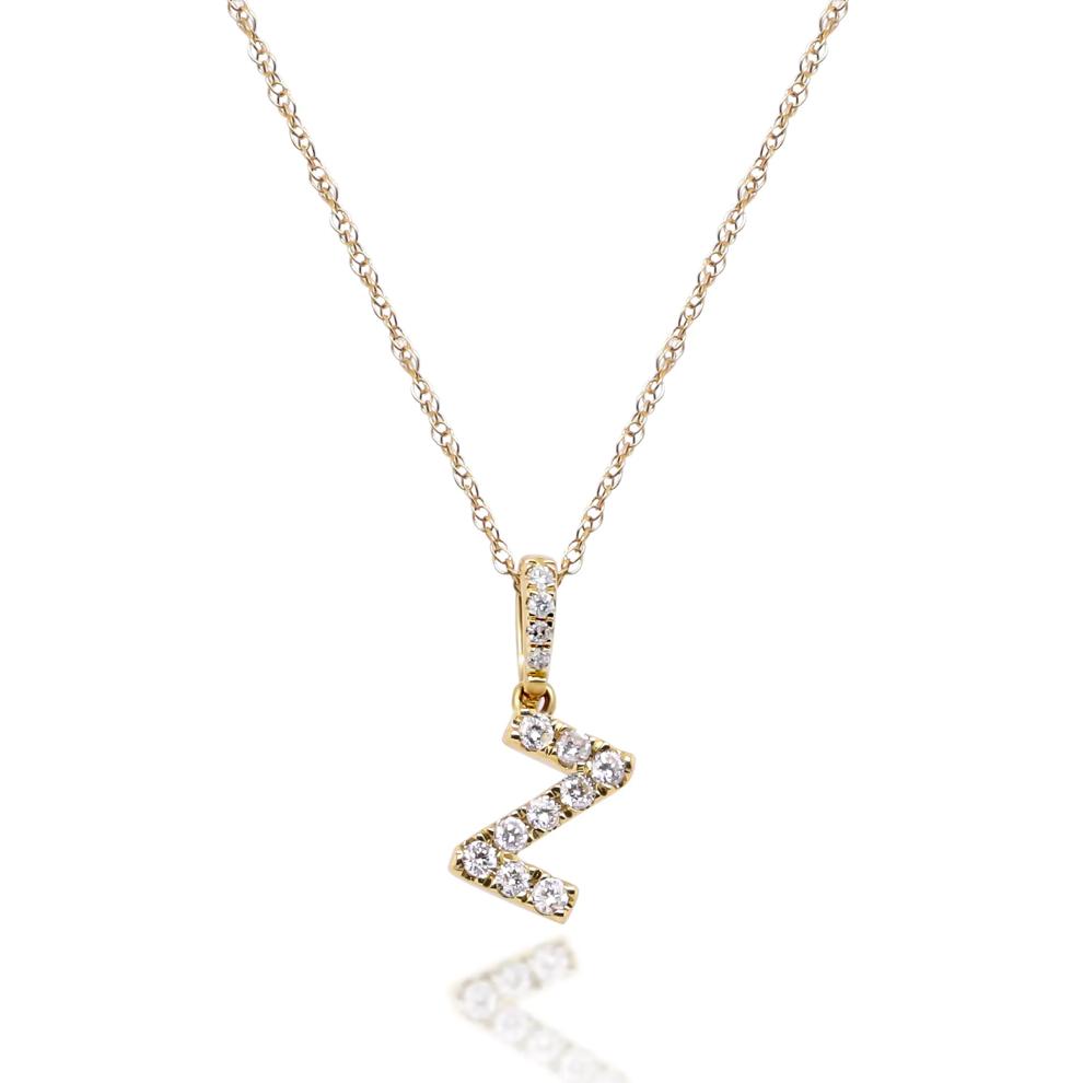 Diamond Z Initial Pendant in 10K Yellow Gold (1/10 ct. tw.)  – Image 1 of 4