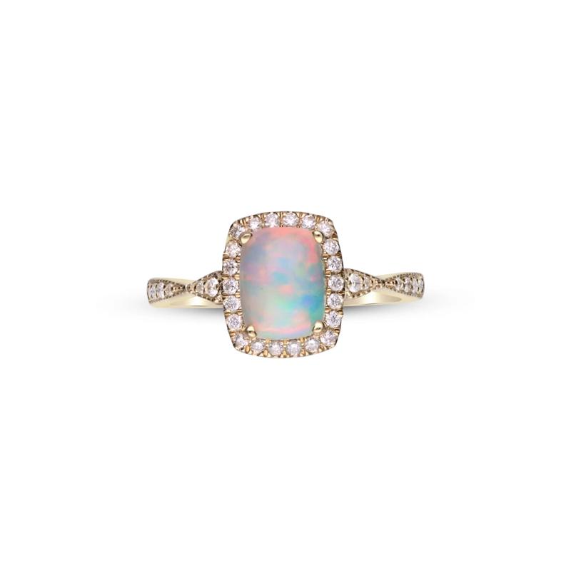 Opal and Diamond Ring in 10K Yellow Gold &#40;1/5 ct. tw.&#41; – Image 1 of 5