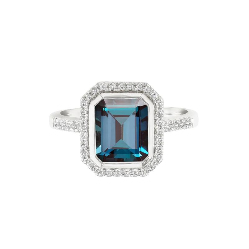 Lab-Created Alexandrite and Lab-Created Diamond Ring in 10K White Gold &#40;1/5 ct. tw.&#41; – Image 1 of 3