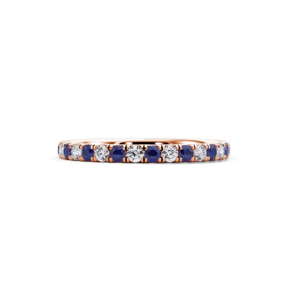 Lab Grown Diamond &amp; Lab-Created Sapphire Anniversary Band in 14K Rose Gold (1/3 ct. tw.) – Image 1 of 4