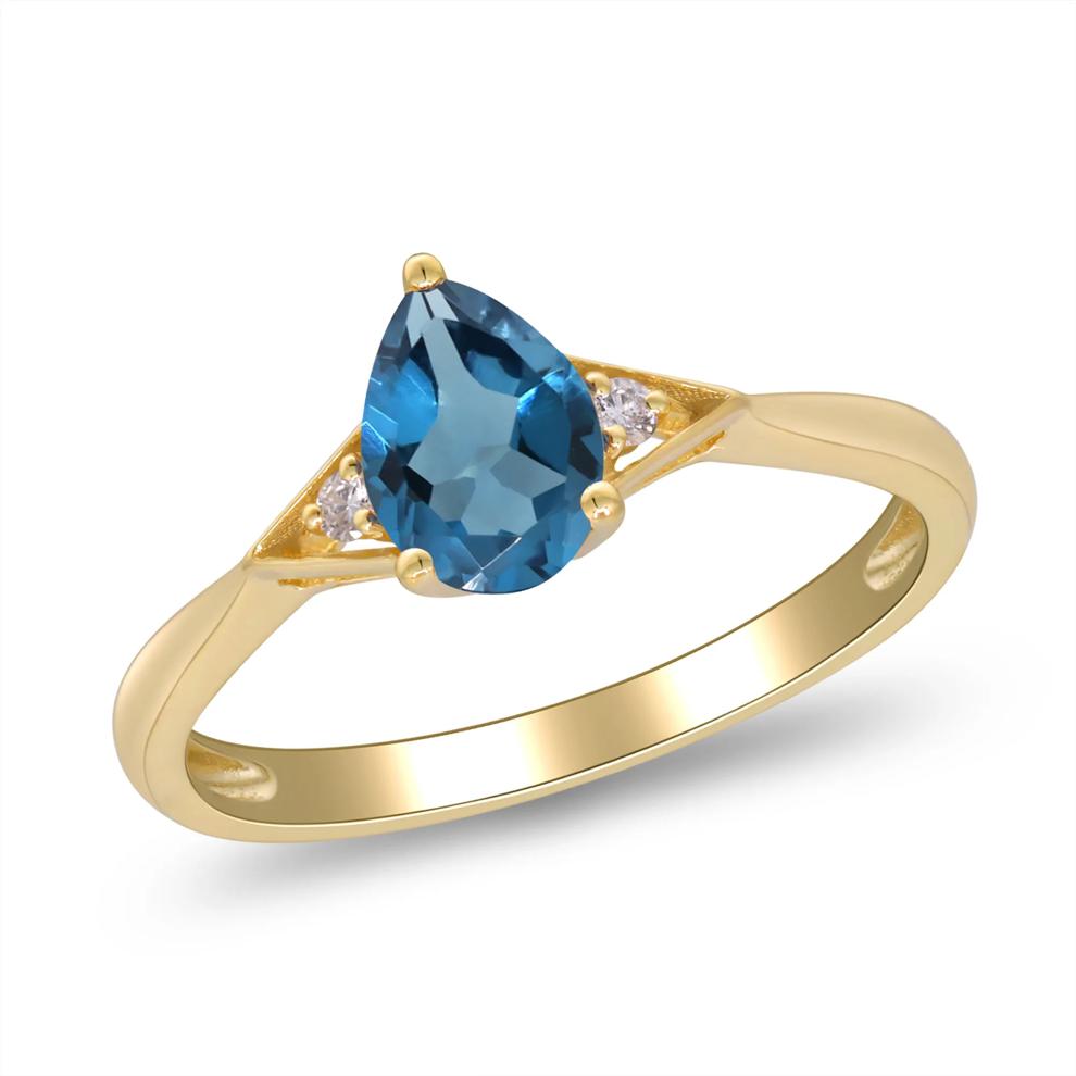London Blue Topaz &amp; Diamond Accent Ring in 10K Yellow Gold – Image 4 of 5