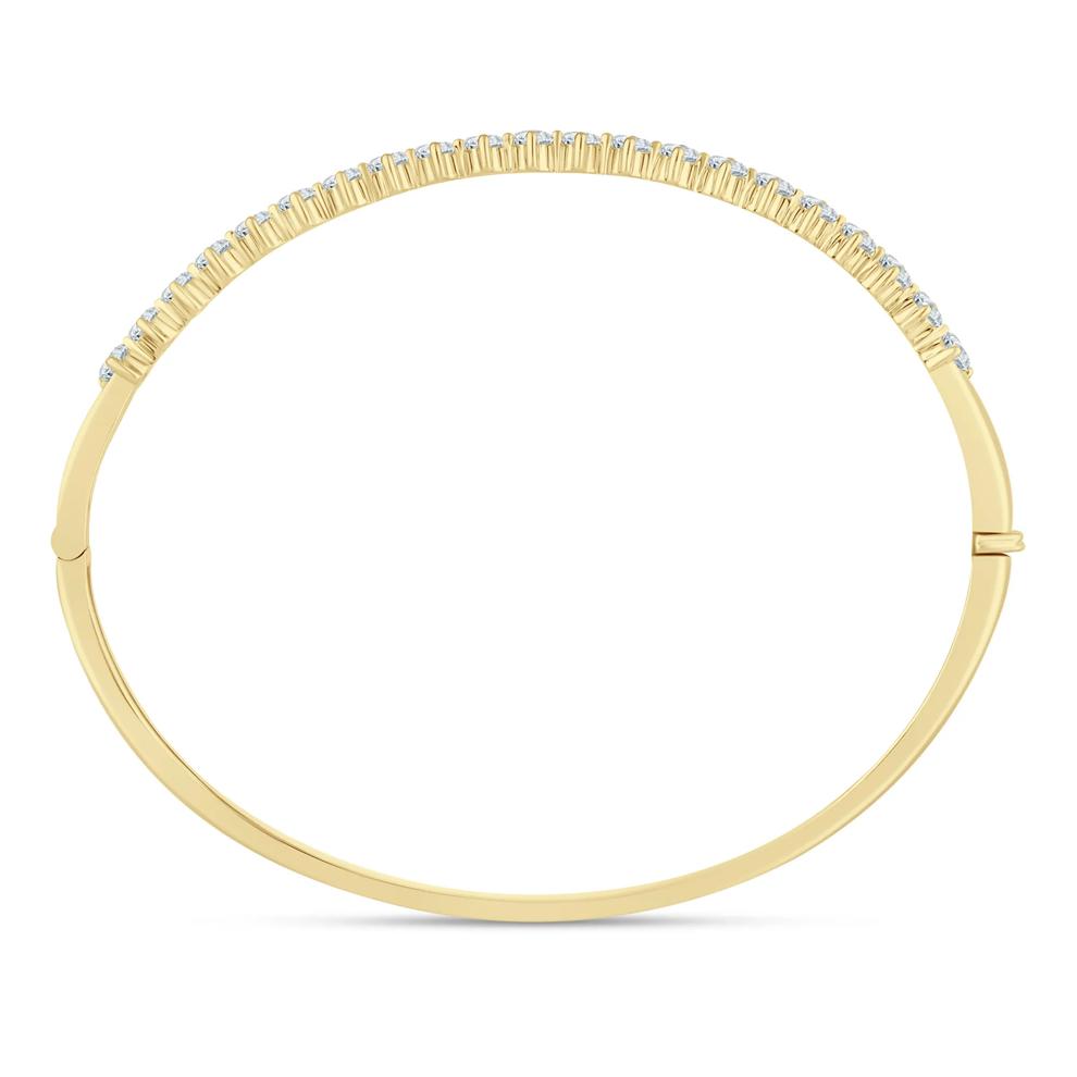 Lab Grown Diamond Prong-Set Bangle Bracelet in 10K Yellow Gold (2 ct. tw.) – Image 2 of 2