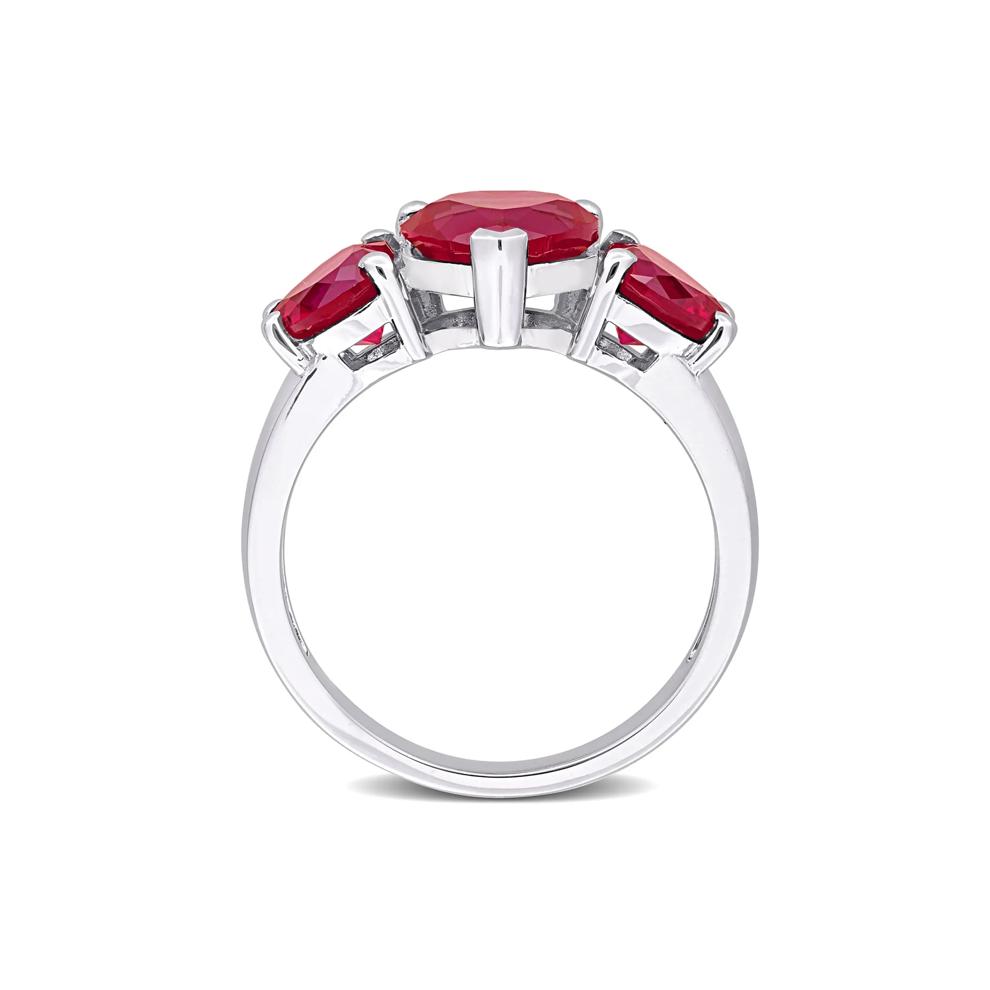Lab-Created Ruby Heart Ring in Sterling Silver – Image 2 of 6