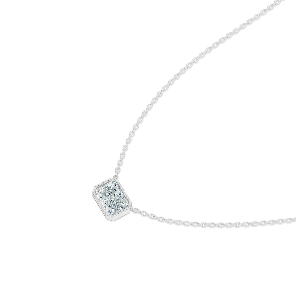 Lab Grown Diamond Bezel-Set East-West Radiant Pendant in 14K White Gold (3 ct.) – Image 4 of 4