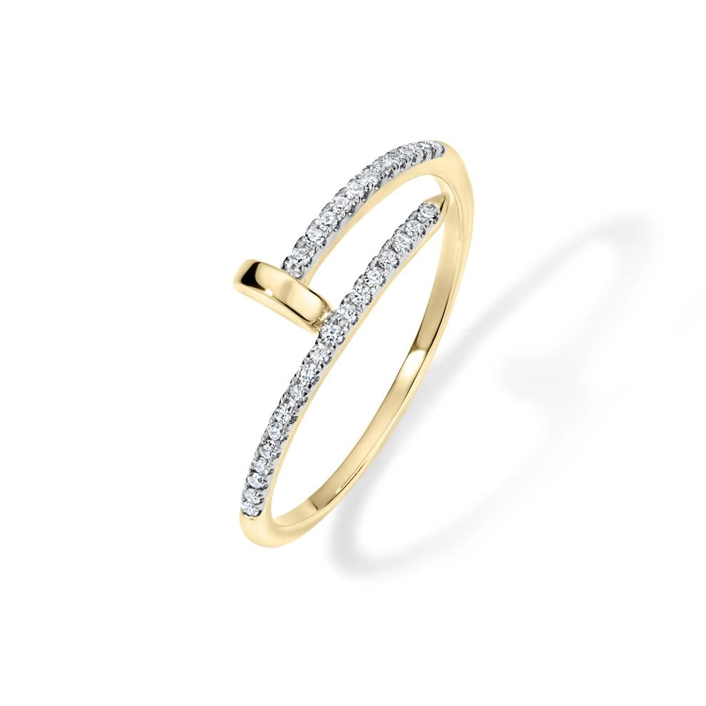 Diamond Twist Screw Ring in 10K Yellow Gold (1/8 ct. tw.) – Image 4 of 4